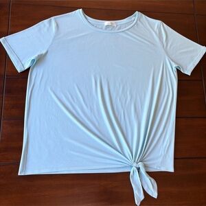 Green Envy Light Blue/Green Front Tie-Knot Short Sleeve Tee. Size 2X